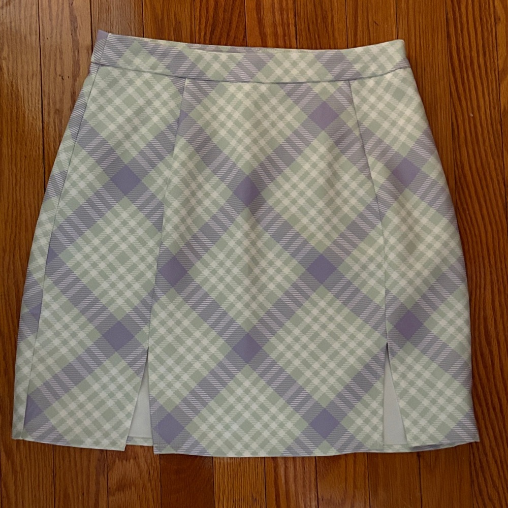 Missguided+ Lavender and Green Plaid Pencil Skirt
